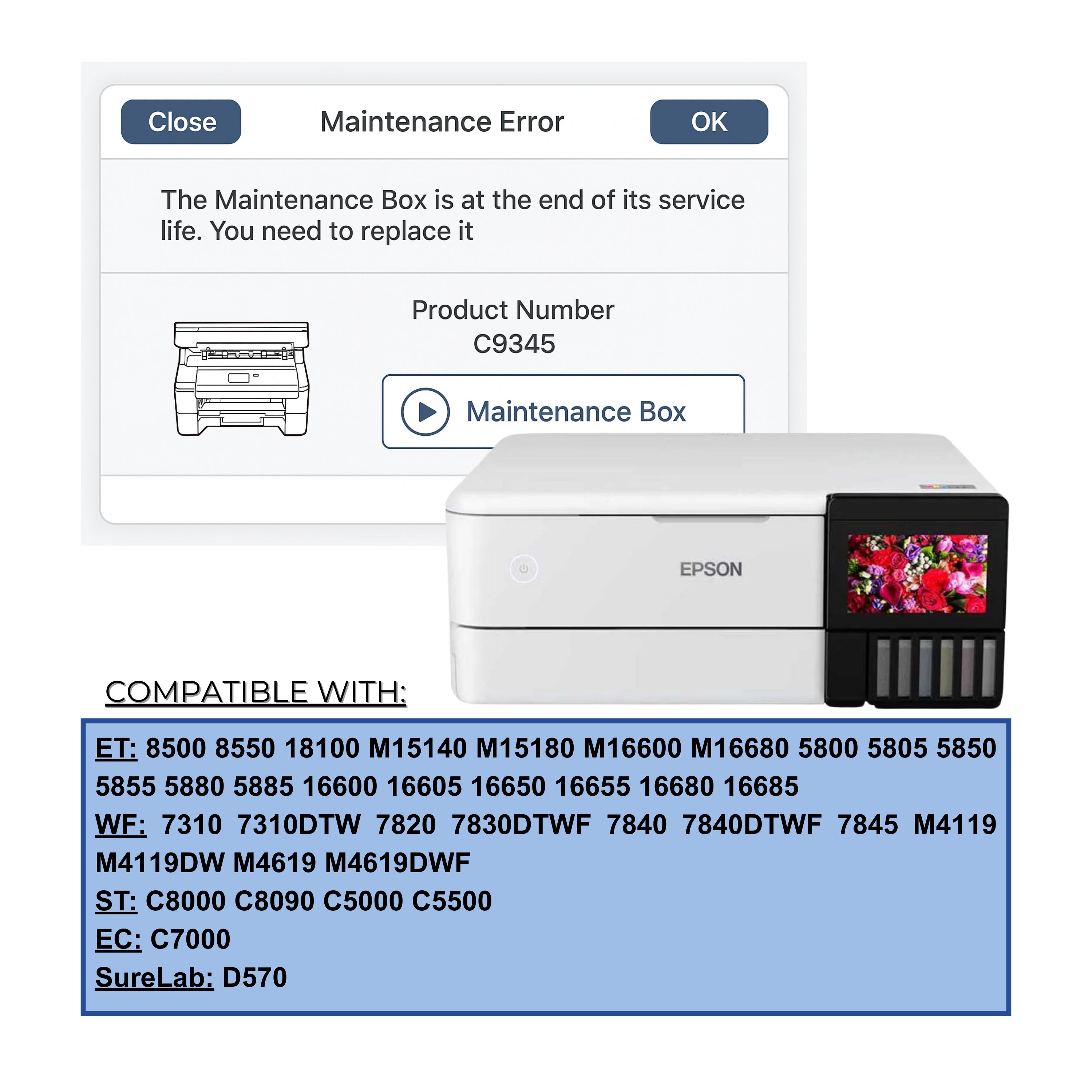Compatible C9345 Epson Ink Maintenance Box – PROINK High-Absorption, Pre-Chipped