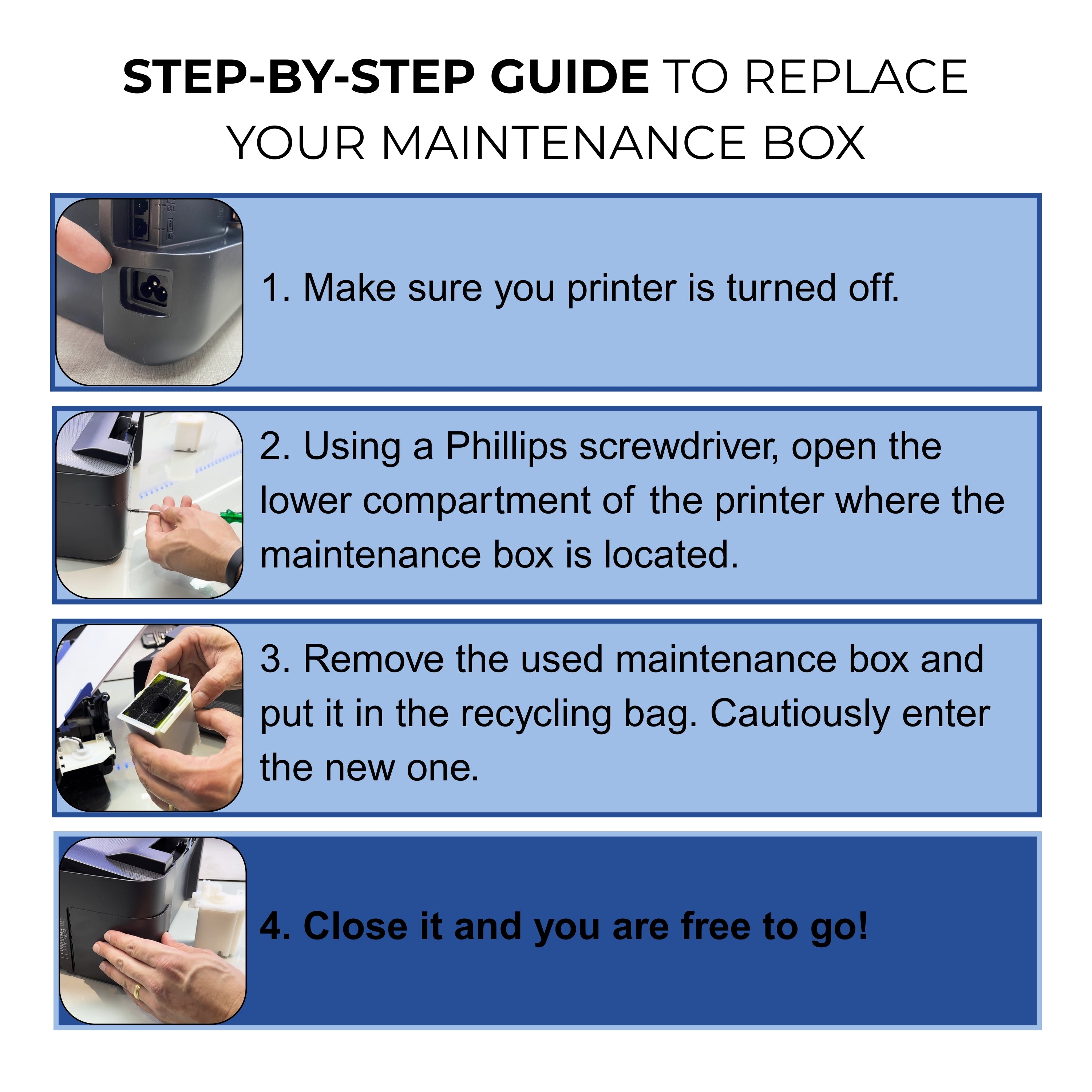 Waste Ink Tank Maintenance Box for Epson Printers